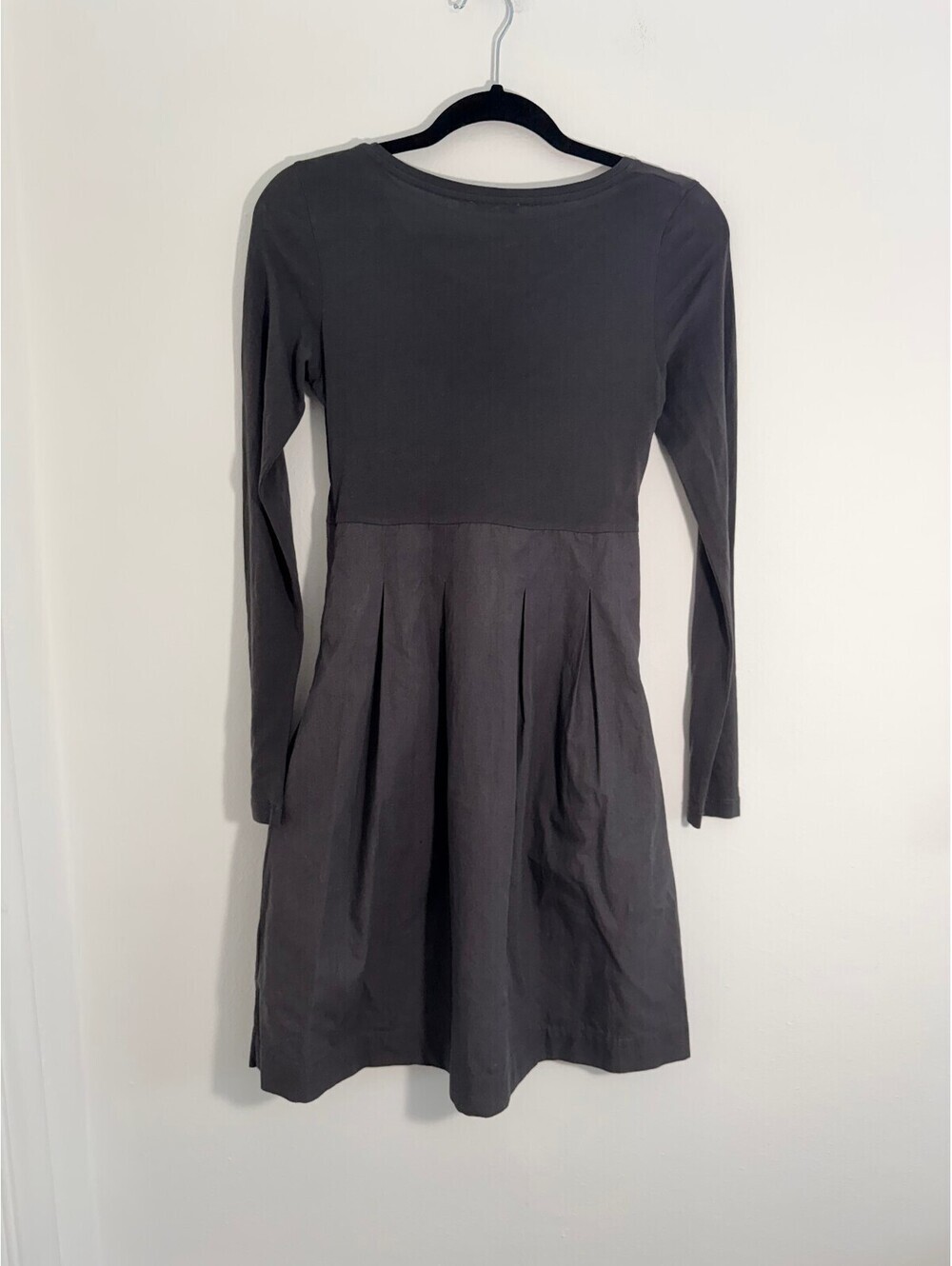 COS Gray Long Sleeve Cotton Fit & Flare Pocket Dress XS Minimalist - Picture 3 of 8